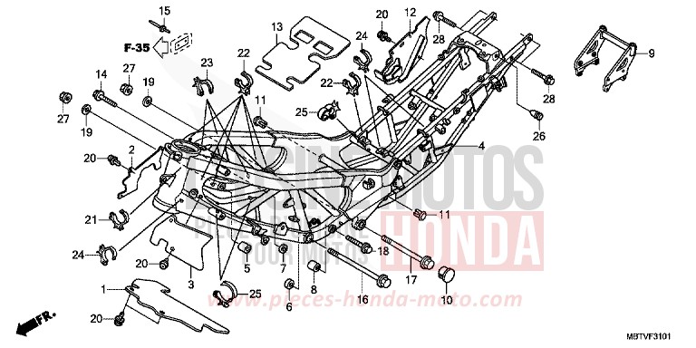 CARROSSERIE DE CHASSIS (XL1000VA) de Varadero ABS SHASTA WHITE (NH138) 2011